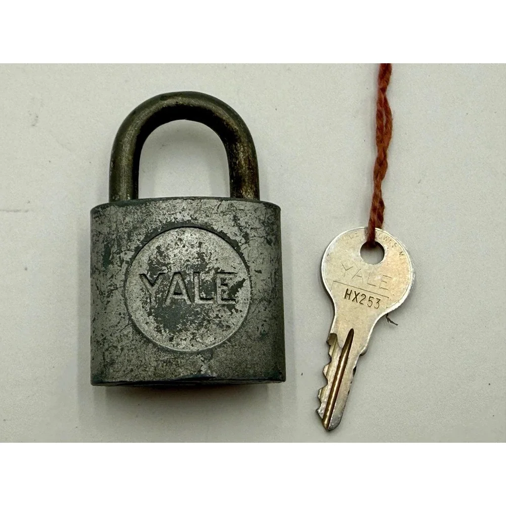 Vintage Yale Padlock with Key HX253 Made in USA Steel Industrial Hardware Lock